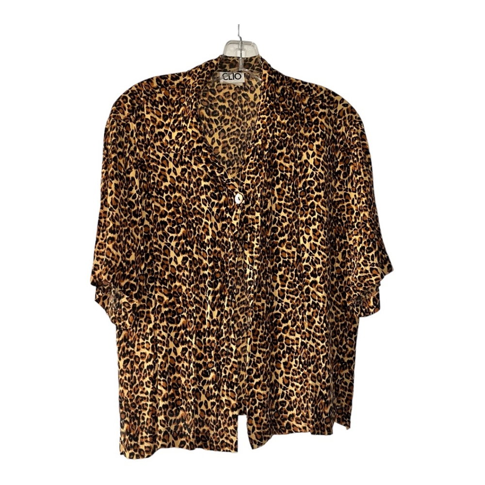 Vintage 80s 90s Leopard Cheetah Print Blouse